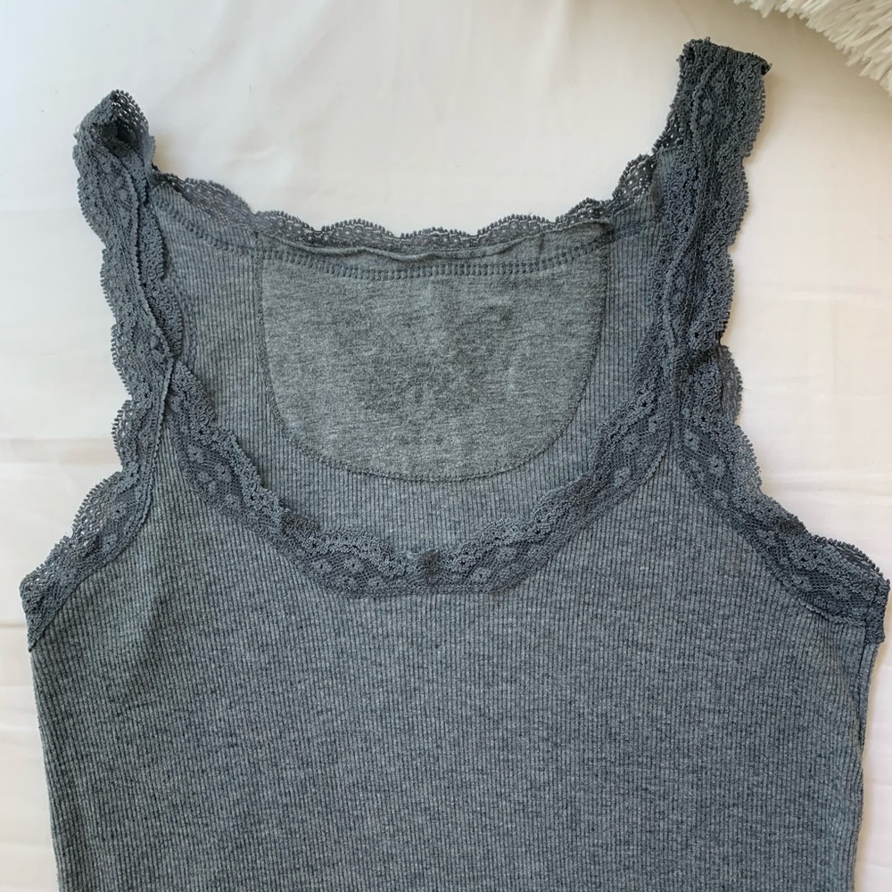 grey cami lace trim